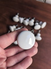 VTG, Classic White Round Ceramic Design Knob Handle Lot Of 22