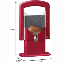 Bagel Guillotine Universal Slicer with Built-in Finger Safety Shield, 9.25″, Red