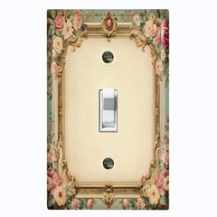 Metal Light Switch Outlet Cover Wall Plate Vintage Pink Rose Floral Frame FWR357