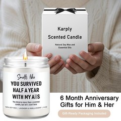 6 Month Anniversary Candle for Boyfriend Girlfriend – 6 Months Wedding Annive