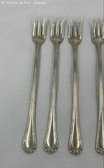 Vintage Nickel Silver Cocktail Seafood Cheese 6 in Forks Set of 5 Ornate Design