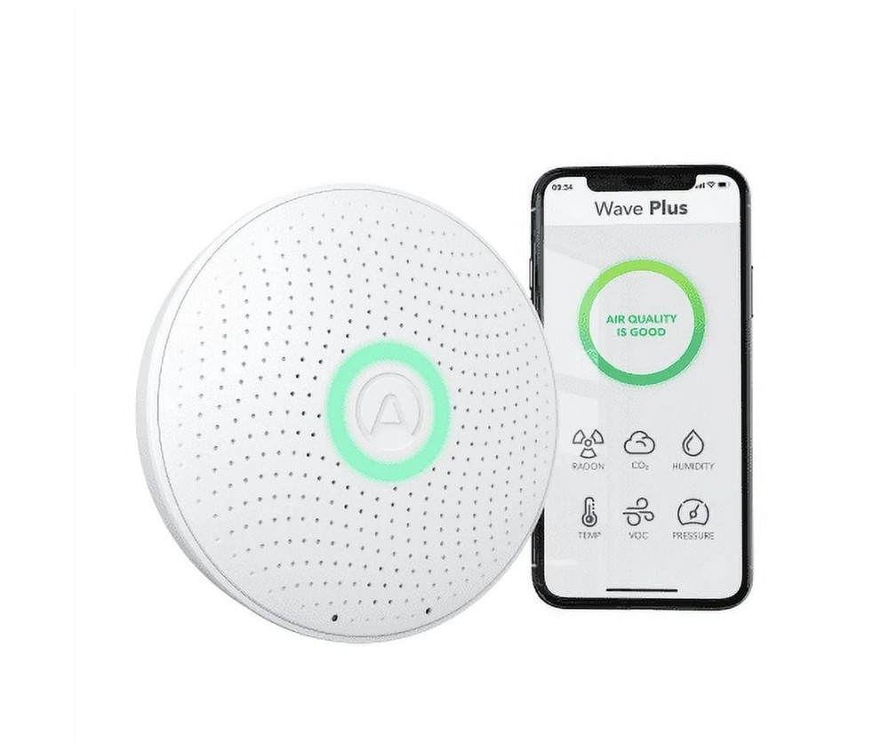 Airthings Wave Plus 2930 Smart Indoor Air Quality Monitor W/ Radon Detection