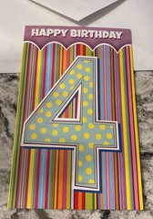 Happy 4th Birthday 4 Years Old Super Fun Day 5”x7.75” Stockwell Greeting Card