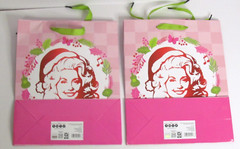 Dolly Parton Christmas Holiday Anytime Gift Bag w/ Tissue Paper, Lot of 2 Bags