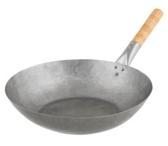 14″ Flat Bottom Carbon Steel Wok Hand Hammered Mandarin Wok SEASONED