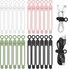 24 Pcs Silicone Cable Organizer Ties, Reusable Elastic Cord Ties 4.2in for Charg