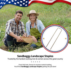 Sandbaggy 11 Gauge 6″ GALVANIZED Landscape Staples ~ SOD Fabric Pins – RUST FREE