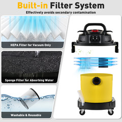 Vacmaster 6 Gallon 5.5HP Wet Dry Car Vacuum Cleaner Upholstery Shampoo 4-IN-1