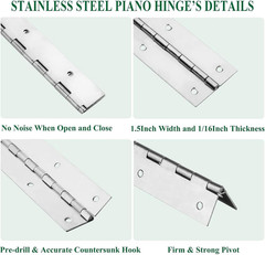 4Pack Heavy Duty Piano Hinge, 2″ Open Width X 16″ Continuous & Piano Hinges, 0.0
