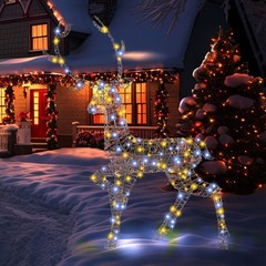 4.6 FT Pre-Lit Christmas Reindeer w/170 Bright LED Lights Zip Ties Ground Stakes