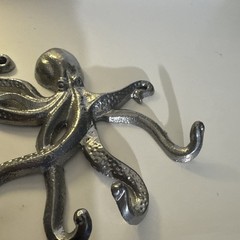 Heavy Cast Iron Silver ColorOctopus Coat Hook Key Rack towel hook Nautical Decor