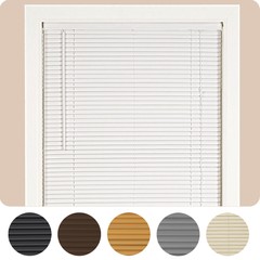 Window Blinds Mini Blind 1″ Slat Vinyl Venetian Blinds – Black White Beige Gray