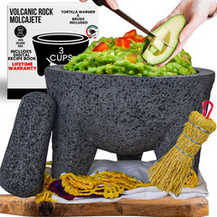 The original Molcajete Mexicano volcanic rock Handmade of Authentic Lava Rock