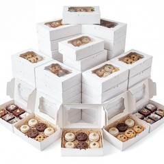 100 Pcs Bakery Boxes 12 x 8 x 2.5 Inch Rectangle Cookies Boxes with Windows f…