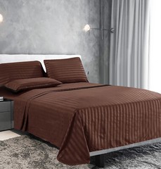 Fine 400 Thread Count 100% Cotton Sateen Bed Sheet Dobby Stripe