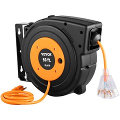 Retractable Extension Cord Reel Power Cord Reel 50FT 14AWG/3C SJTOW