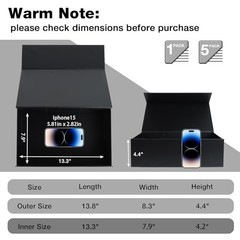 Gift Box with Magnetic Lids 13.8×8.3×4.4 in, Large 1 Count (Pack of 1) Black