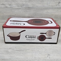 Cuisine & Company 2.5 Qt Enameled Cast Iron Saucepan Red Lid Gas Electric Stove