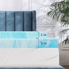 Beddle Gel Memory Foam Mattress Topper, Full Size, 2 inch, for Pressure Relief