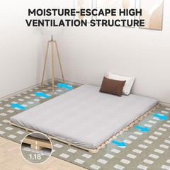 NAIZEA Japanese Tatami Mat, Foldable Tatami Bed Frame Twin Full Queen Floor Bed