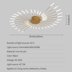 42-Light Fireworks Ceiling Light LED Flush Mount App Remote Dimmable Modern