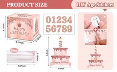 Birthday Money Pull Box for Cash with DIY Self-Adhesive Stickers for Any Age,