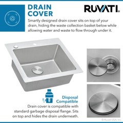 Ruvati 23″x20″ Drop-in Topmount 16 Gauge Single Bowl Kitchen Sink- RVM5923