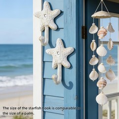 3Pack Cast Iron Starfish Coat Hooks 4.2in Decorative Wall Hooks Nautical Deco…