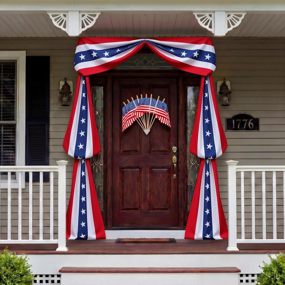 Mindsoft 11 Pcs 4th of July Door Decoration Set -1 Large 20 ft American Flag Bun