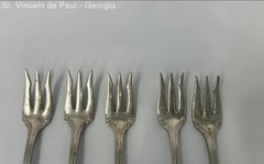 Vintage Nickel Silver Cocktail Seafood Cheese 6 in Forks Set of 5 Ornate Design