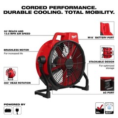 Milwaukee 0821-20 M18 18V 18″ Brushless Cordless Fan – Bare Tool