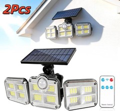 2 Pack LED Solar Lights 3-Head Outdoor Waterproof Motion Sensor Security Lamp