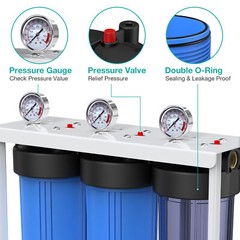 3Stage 4.5″x20″ Big Blue Whole House Water Filter System +1 Set Filter Cartridge