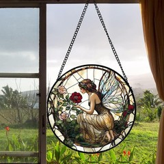 Colorful Butterfly Fairy Stained Glass Suncatcher – 9.8in Window Decor Piece