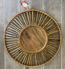 NWT Unique Handmade Bamboo Sun Decorative Art 24.25” In Diameter w/Bamboo Stand