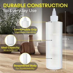 4 Pack 16oz Condiment Squeeze Bottles Leak Proof for Sauce Oil Crafts BPA Free