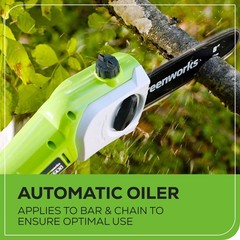 Greenworks 40V 8″ Pole Saw with 20″ Hedge Trimmer Attachment, Max Reach 11Ft