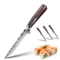 Boning Knife 6″Fillet Knives Kitchen Chef Knife Damascus Style High Carbon Steel