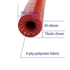 High Temp Reinforced Silicone Heater Tubing Hose 8MM (5/16″) X 3.28FT Red