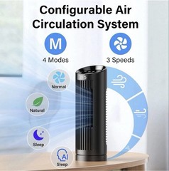 13” Tower Fan for Bedroom, Quiet Cooling Desk Fan with Remote, 80° Oscillating