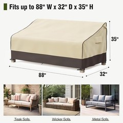 MR.COVER Waterproof Outdoor Couch Cover, Heavy Duty Patio Sofa Cover Brown Khaki