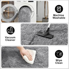 Soft and Cozy 5′ x 8′ Fluffy Area Rug – Stylish Modern Grey Decor for Any Room