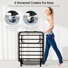 HMLAND Rollaway Bed Folding Bed with 6cm Foam Mattress for Adults & Guest