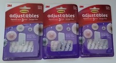 Command Adjustables Lot of 3 (Total of 18 Hooks & 36 Strips) Holds 0.5 lb. New