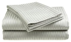 2 PACK:Deluxe Hotel , 400 Thread Count 100% Cotton Sateen Sheet Set Dobby Stripe