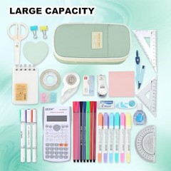 Pencil Case for Girls Kids Teens Adults Large Pencil Bag with Zipper A-Green