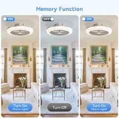 Modern Low Profile Enclosed Led Ceiling Fan 3 Colors Dimmable 6 Speeds Timing