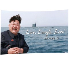 Kim Jong Un Live Laugh Love Banner Flag 3x5Feet College Dorm Decor Wall Tapestry