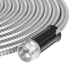 25 50 75 100FT Stainless Steel Metal Garden Water Hose Pipe Flexible Lightweight