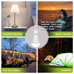 Rechargeable LED Bulb w/Hook,1500mAh,12W,4Pack,Power Failure Light